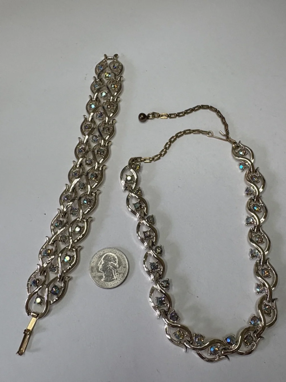 Gold-Tone Crystal Link Necklace & Bracelet Set